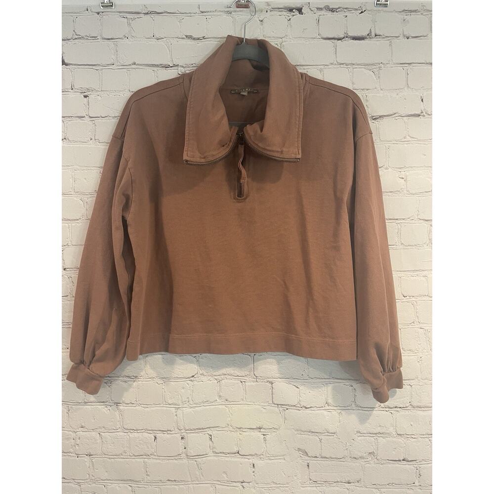 Lilla P Women's Beige Sleeve Pullover Crop Short Sweatshirt Size XS